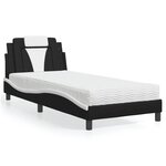 vidaXL Lit avec matelas noir et blanc 90x200 cm similicuir