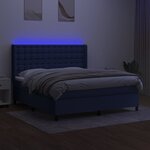 vidaXL Sommier à lattes de lit matelas et LED Bleu 160x200 cm Tissu