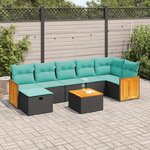 vidaXL Salon de jardin 8 Pièces avec coussins noir résine tressée