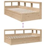 vidaXL Lit bibliothèque sans matelas 90x190 cm bois de pin massif
