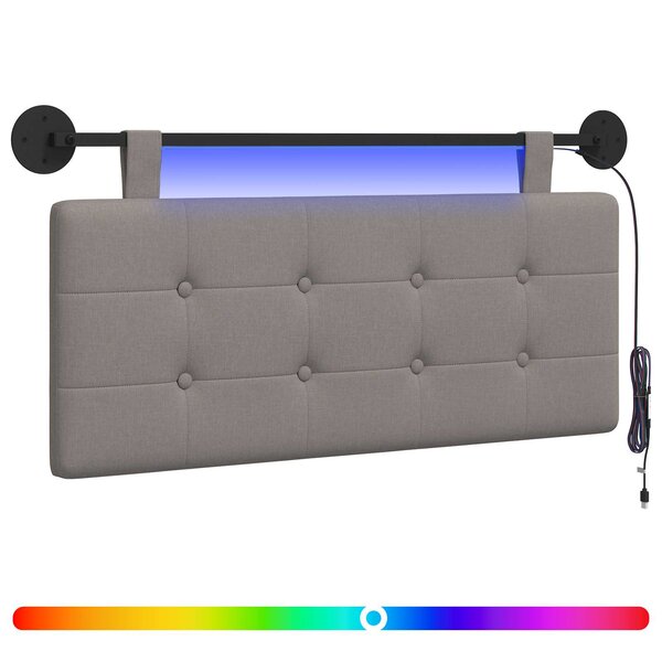 vidaXL Tête de lit suspendue Avec lumière LED Taupe Tissu