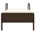 vidaXL Chaise longue avec roues et coussin marron résine tressée
