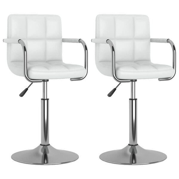 vidaXL Chaises pivotantes à manger lot de 2 blanc similicuir