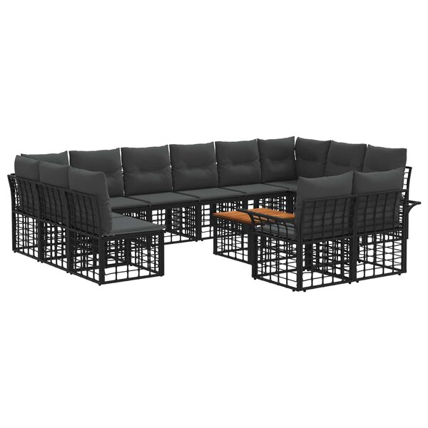 vidaXL Ensemble de canapés d'extérieur 13 Pièces Noir et Gris foncé