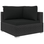 vidaXL Salon de jardin 4 Pièces avec coussins Résine tressée Noir