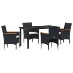 vidaXL Ensemble de salle à manger pour jardin 5 Pièces Noir Poly rotin