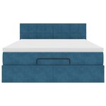 vidaXL Cadre de lit ottoman avec matelas bleu foncé 140x190 cm velours