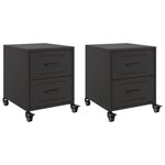vidaXL Tables de chevet 2 Pièces noir 36x39x43 5 cm acier