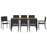 Ensemble de dîner de jardin 9 pièces en poly rotin noir de vidaXL
