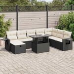 vidaXL Salon de jardin 9 Pièces avec coussins noir résine tressée