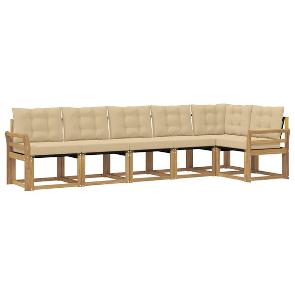 vidaXL Ensemble de canapés d'extérieur 6 Pièces Blanc et Beige