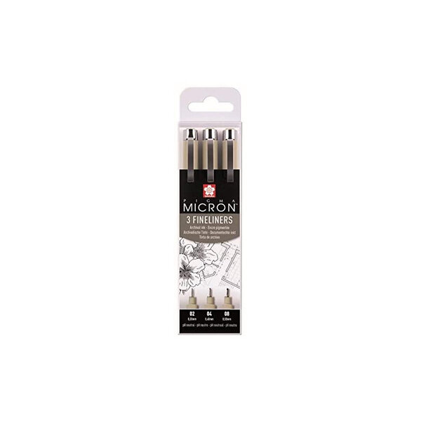 Etui de 3 feutres pigma micron 02 04 08 noir - sakura