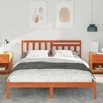 vidaXL Cadre de lit avec tête de lit Brun cire 140 x 200 cm Pin massif