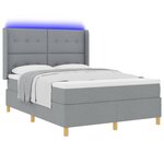 vidaXL Lit à ressorts avec bandes LED Gris clair 140 x 190 cm tissu