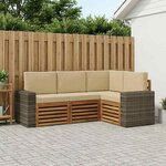 vidaXL Ensembles de canapés avec coussin 4 Pièces Bois d'Acacia Massif