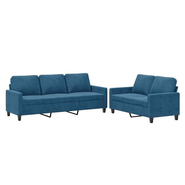 vidaXL Ensemble de canapés 2 Pièces avec coussins Bleu Velours