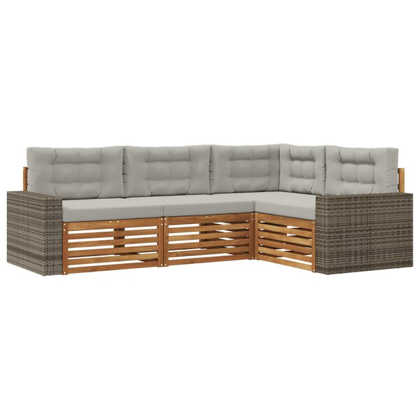 vidaXL Ensemble de canapés d'extérieur 4 pc Naturel et gris clair