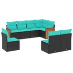 vidaXL Salon de jardin 8 Pièces avec coussins noir résine tressée