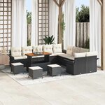 vidaXL Ensemble de canapé de jardin 14 Pièces Noir polyrotin