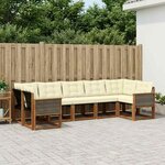vidaXL Ensemble de canapés d'extérieur 7 Pièces Naturel et Crème