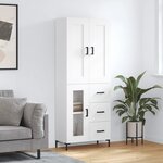 vidaXL Buffet haut Blanc 69 5x34x180 cm Bois d'ingénierie