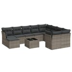 vidaXL Salon de jardin 11 Pièces avec coussins gris résine tressée