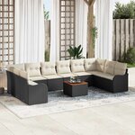vidaXL Ensemble de canapé de jardin 11 Pièces Noir Poly rotin