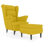 vidaXL Fauteuil à oreilles avec tabouret jaune moutarde velours