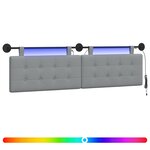vidaXL Tête de lit suspendue Avec lumière LED Gris clair Tissu