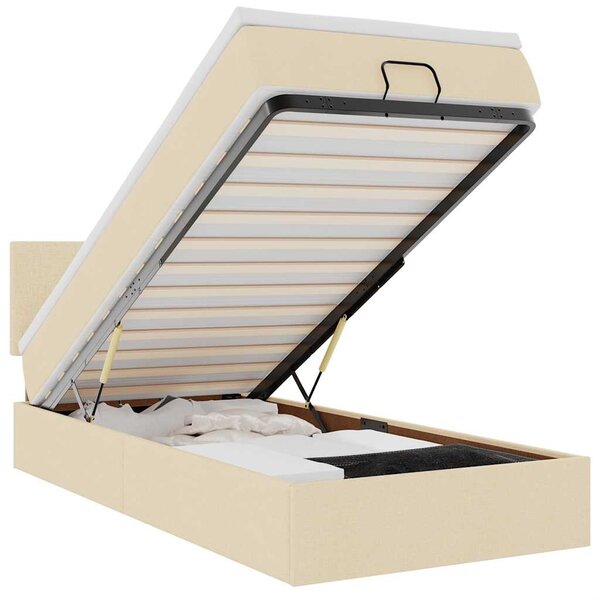 vidaXL Lit ottoman avec matelas crème 90x200 cm tissu