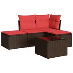 vidaXL Salon de jardin avec coussins 5 Pièces marron résine tressée