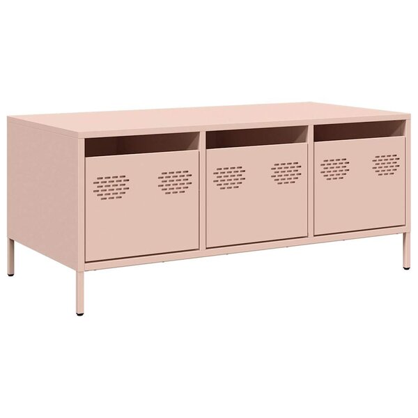 vidaXL Table basse rose 101 5x50x43 5 cm acier laminé à froid