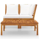 vidaXL Salon de jardin 3 Pièces avec coussin crème Bois d'acacia solide