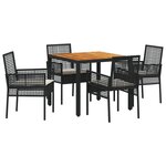 vidaXL Ensemble Salle à Manger Jardin 5 Pièces avec Coussins Noir Poly Rattan
