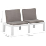 vidaXL Bancs de salon de jardin avec coussins lot de 2 Plastique Blanc