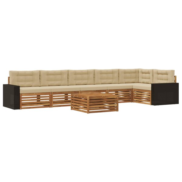 vidaXL Ensemble de canapés d'extérieur 7 Pièces Naturel et Beige