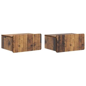 vidaXL Cabinet de chevet mural 2 Pièces Bois ancien 49 x 34 5 x 24 cm