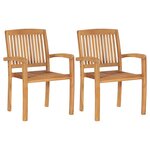 vidaXL Chaises de jardin lot de 2 et coussins gris Bois de teck massif