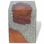 vidaXL Tabouret Bois de teck massif et résine