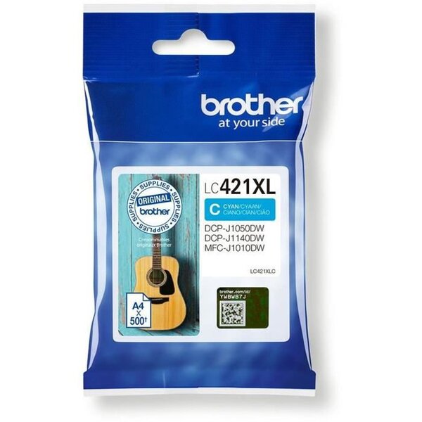 BROTHER - Cartouche d'encre LC421XLC - Cyan haute capacité de 500 pages - Pour DCP-J1050DW