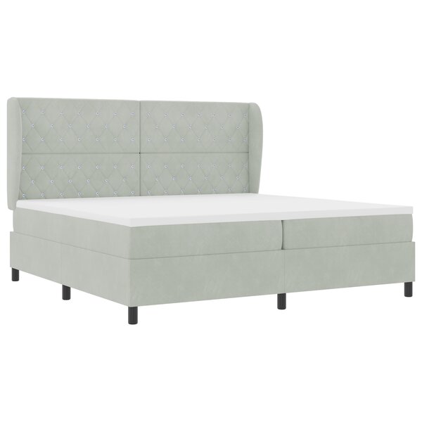 vidaXL Lit à ressorts avec matelas gris clair 200x200 cm en velours