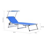 vidaXL Chaise longue pliable avec toit Aluminium et textilène Bleu