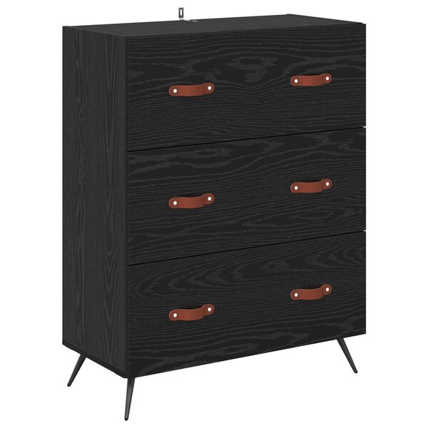vidaXL Commode Chêne Noir 69 5 x 34 x 90 cm Bois d’ingénierie