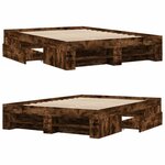 vidaXL Cadre de lit sans matelas chêne fumé 140x200 cm bois ingénierie