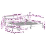 vidaXL Lit bibliothèque sans matelas 200x200 cm bois massif de pin