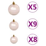 Vidaxl arbre de noël mince avec led et boules bleu 150 cm