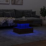 vidaXL Table basse avec lumières LED chêne marron 50x50x40 cm