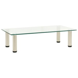 322763 vidaXL TV Stand Transparent 60x35x17 cm Tempered Glass