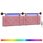 vidaXL Tête de lit suspendue Avec lumière LED Rose Velours
