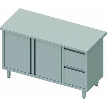 Table armoire basse inox - porte & 2 tiroirs - gamme 700 - stalgast -  - acier inoxydable21300x700battante x700xmm